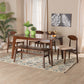 Daria Dining Set Mid-Century Modern 6-Piece Cream Fabric and Dark Brown Wood Collection for Stylish Dining Rooms