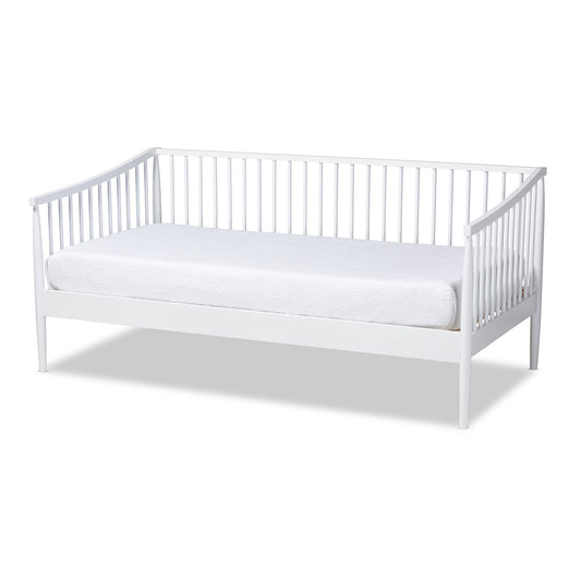 Renata Twin Size Spindle Daybed Classic Traditional White Finished Wood Design for Elegant Bedroom Decor