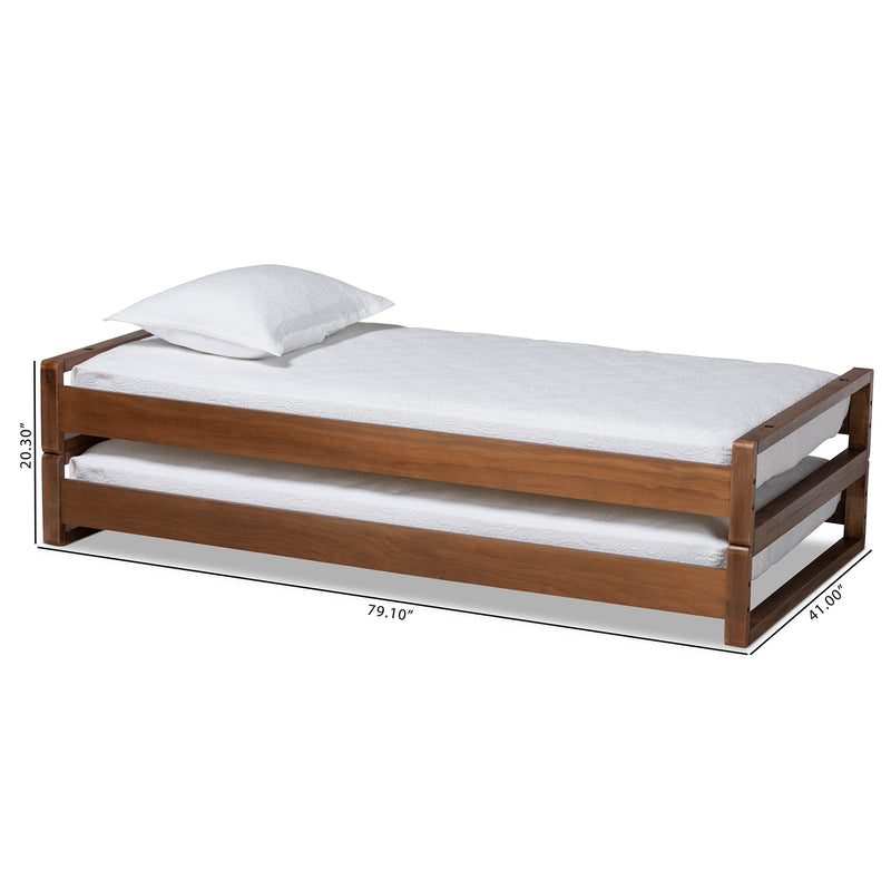 Klara Expandable Twin to King Size Bed Frame in Modern Walnut Finish