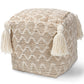 Noland Pouf Ottoman Moroccan Inspired Handwoven Cotton and Hemp Natural Ivory