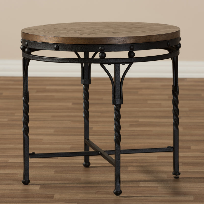 Austin Vintage Industrial Round End Table in Antique Bronze Finish - Stylish Accent for Living Room or Bedroom