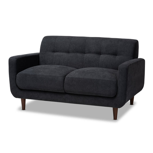 Allister Loveseat Mid-Century Modern Dark Grey Fabric Upholstered