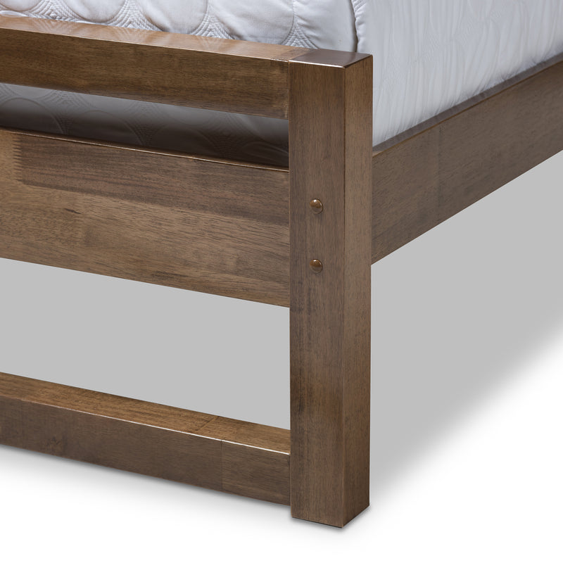 Torino King Size Platform Bed - Mid-Century Modern Solid Walnut Wood Open Frame for Stylish Bedroom Decor