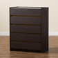 Walker 5-Drawer Chest Modern Contemporary Dark Brown Gold Finished Wood Faux Marble Top Stylish Storage Solution