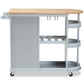 Donnie Kitchen Storage Cart - Two-Tone Light Grey and Natural Finished Wood