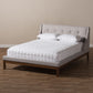 Louvain Platform Bed - Modern and Contemporary Greyish Beige Fabric Upholstered with Walnut Finish