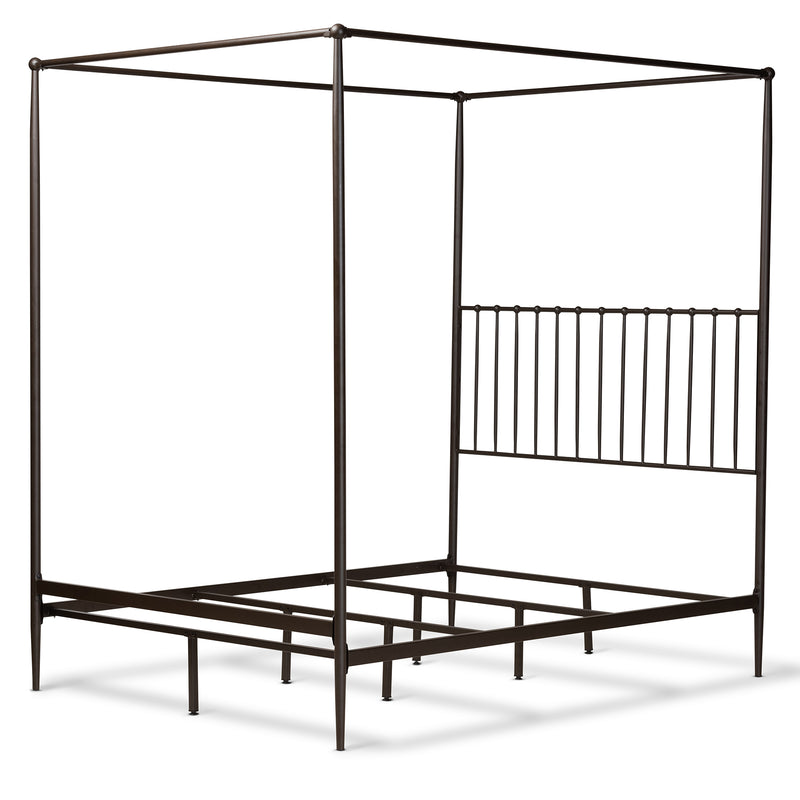 Elsa Queen Bed Modern Industrial Black Metal Canopy Frame for a Stylish Bedroom Look