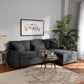 Emile Sectional Sofa Modern and Contemporary Dark Grey Fabric Upholstered Right Facing Storage with Pull-Out Bed