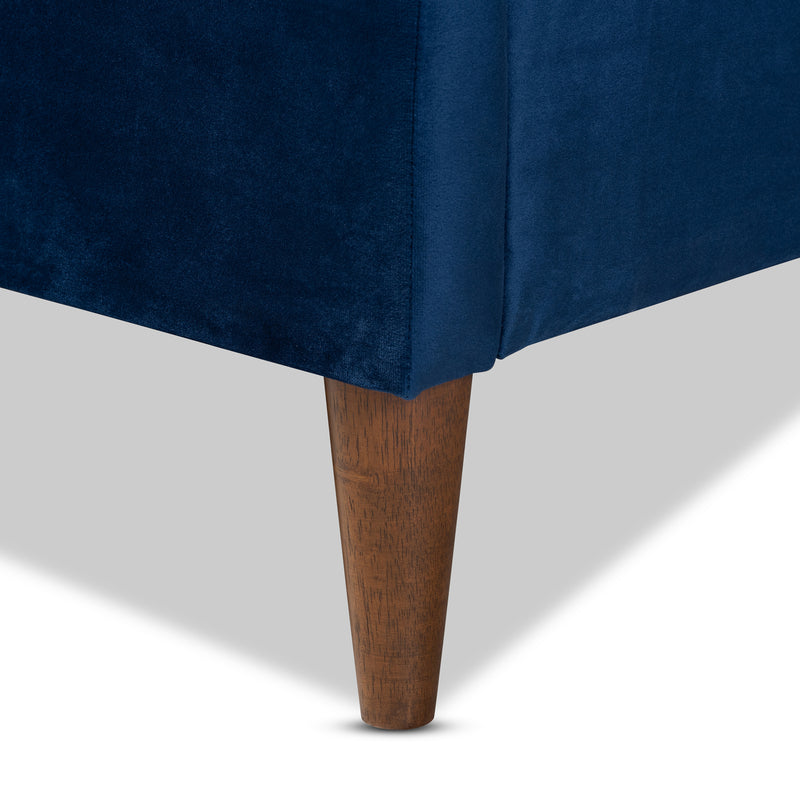 Frida Glam and Luxe Royal Blue Velvet Upholstered Bed