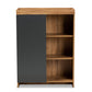 Caspian Modern Shoe Cabinet in Two-Tone Grey and Oak Brown Finished Wood for Stylish Storage Solutions