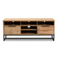 Reid TV Stand Modern Contemporary Industrial Design Oak Finished Wood Black Metal 2 Drawers for Storage