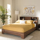 Vanda Queen Size Platform Bed - Modern Two-Tone Walnut and Black Wood Design for Stylish Bedrooms