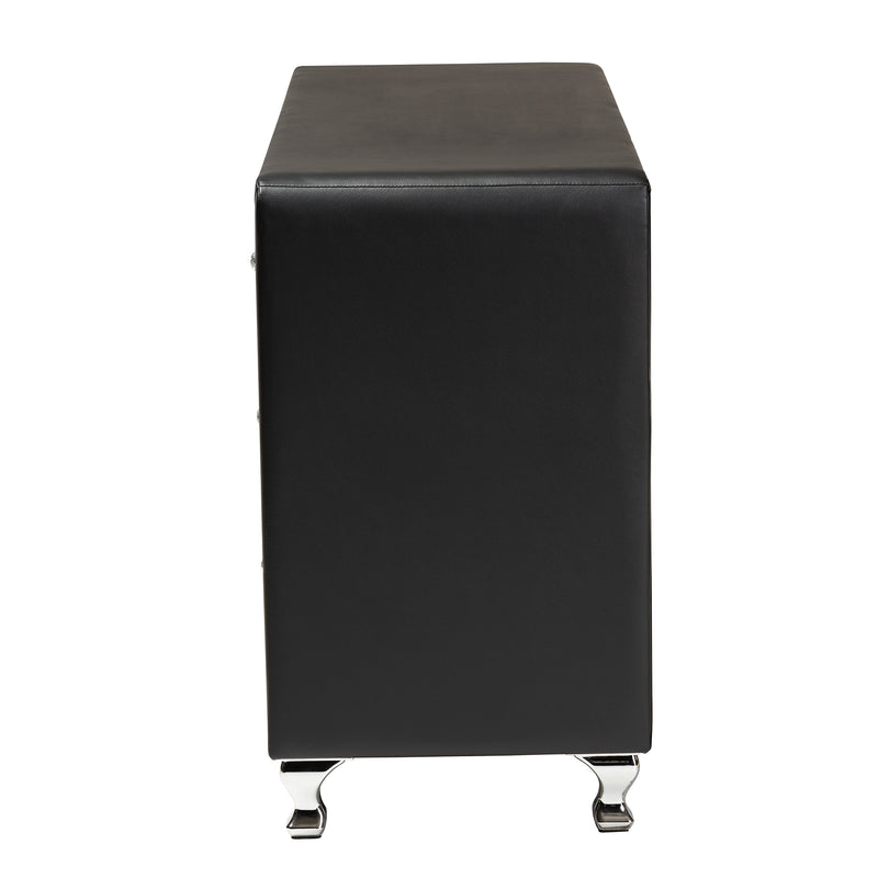 Luminescence Dresser - Black Faux Leather Upholstered