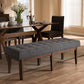 Lucca Bench Mid-Century Modern Walnut Wood with Dark Grey Fabric and Button-Tufted Upholstery