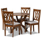 April 5-Piece Dining Set in Modern Style with Grey Fabric Upholstery and Walnut Brown Finished Wood