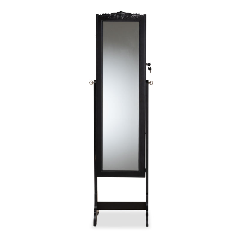 Madigan Jewelry Armoire Modern and Contemporary Black Finished Wood with Mirror