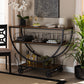 Frieda Console Cart Rustic Industrial Farmhouse Design with Walnut Brown Wood and Black Metal Accents