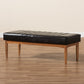 Daymond Dining Bench Mid-Century Modern Dark Brown Faux Leather Upholstered Walnut Brown Finished Wood