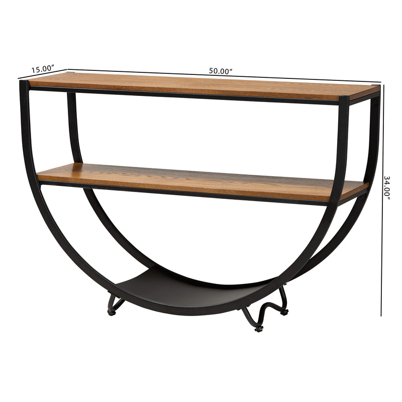 Blake's Console Table Rustic Industrial Style Antique Black Finish Distressed Wood Design