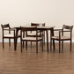 Coretta Dining Set Mid-Century Modern Cream Fabric and Dark Brown Finished Wood 5-Piece