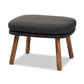 Lovise Ottoman Mid-Century Modern Dark Grey Fabric Upholstered Walnut Brown Finished Wood