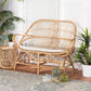 Jayden Loveseat Modern Bohemian White Fabric Upholstered with Natural Brown Rattan Frame Stylish Comfortable Seating