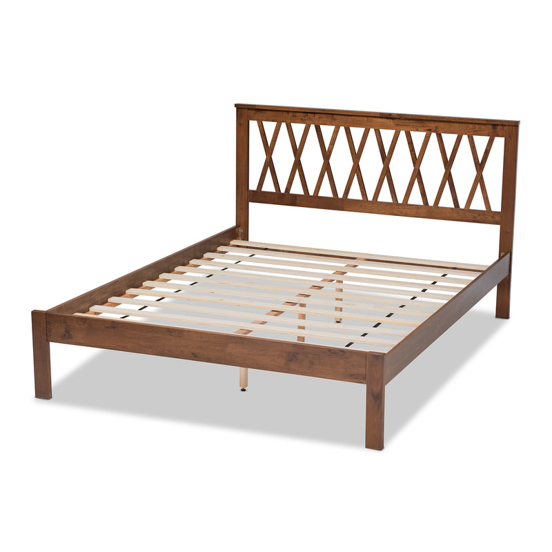 Malene Queen Size Platform Bed - Mid-Century Modern Walnut Finish, Stylish and Durable Bedroom Furniture