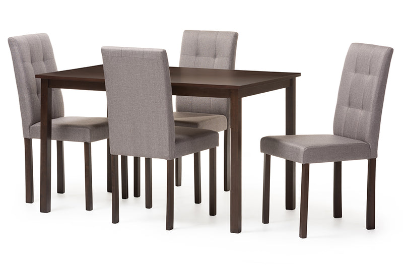 Andrew Dining Set Modern and Contemporary 5-Piece Beige Fabric Upholstered Grid-tufting