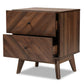 Hartman Mid-Century Modern Nightstand Walnut Brown Finished Wood with 2 Drawers for Stylish Bedroom Storage