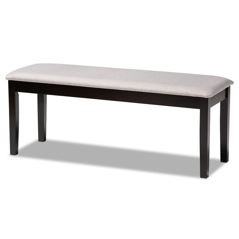 Teresa Dining Bench Modern Contemporary Transitional Grey Fabric Upholstered Dark Brown Finished Wood