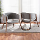 Baron Accent Chair Set Mid-Century Modern Dark Grey Fabric Upholstered Walnut Brown Finished Wood 2-Piece