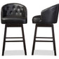 Avril Barstool Modern and Contemporary Black Faux Leather Tufted Swivel with Nail Head Trim Set of 2