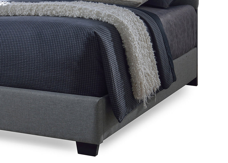 Romeo Queen Size Bed Contemporary Grey Upholstered Design with Button-Tufted Detailing for Stylish Bedroom Decor