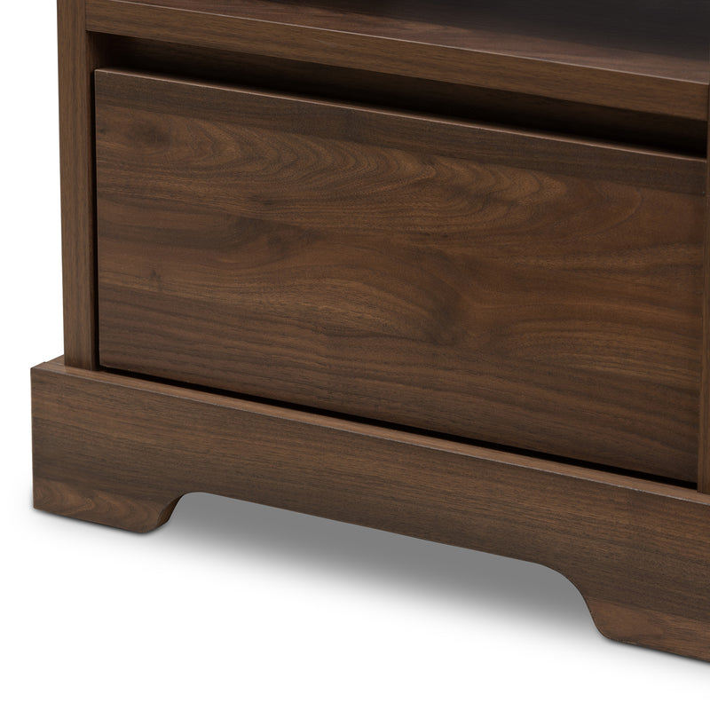 Burnwood Modern Nightstand Walnut Brown Finished Wood with 1 Drawer for Bedroom Storage