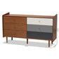 Halden Mid-Century Modern 6-Drawer Dresser in Multicolor Walnut Brown and Grey, Stylish Storage for Bedroom or Living Room