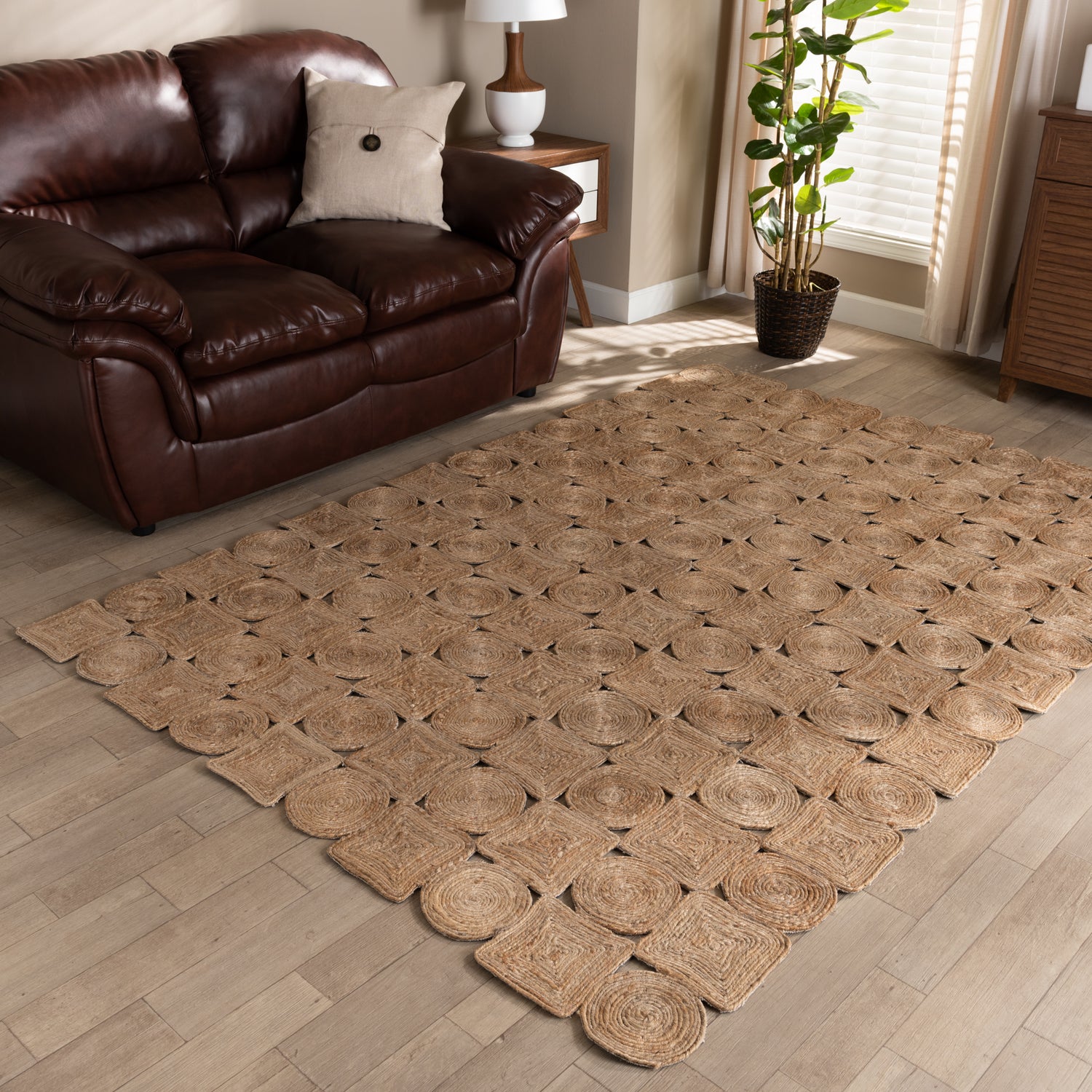 Sienna Area Rug Modern Hand-Stitched Natural Brown Hemp Design for Stylish Home Décor