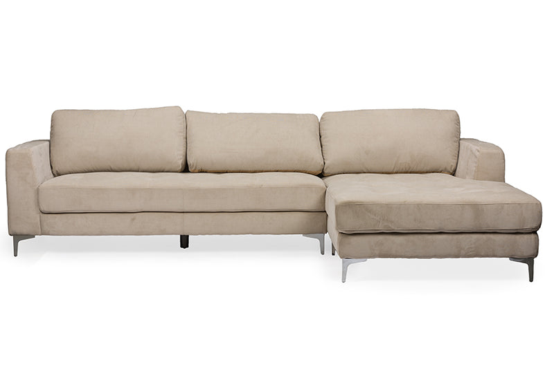 Agnew Sectional Sofa Contemporary Light Beige Microfiber Right Facing