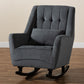 Elisa Rocking Chair Modern Contemporary Design Grey Fabric Upholstery Dark Brown Finished Wood Frame for Stylish Comfort