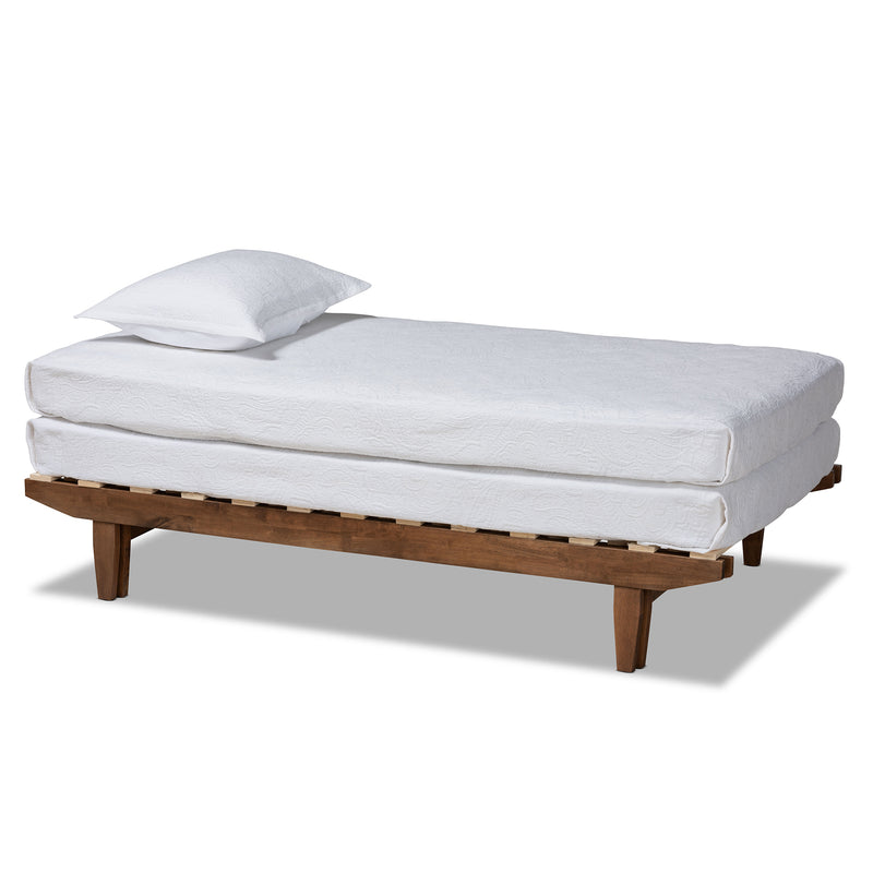 Hiro Expandable Twin to King Size Bed Frame in Modern Walnut Finish