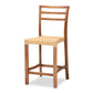 Arthur Counter Stool - Mid-Century Modern Walnut Brown Mahogany with Natural Rattan Seat