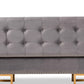 Ellery Ottoman Luxe and Glam Grey Velvet Fabric Upholstered Gold Finished Metal Storage