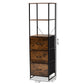 Hakan Modern Industrial 3-Drawer Storage Cabinet in Walnut Brown Wood and Black Metal for Stylish Organization