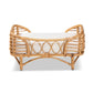 Malino Modern Bohemian Rattan Pet Bed Natural Brown Design with Comfortable Cushion for Stylish Pet Comfort