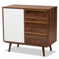 Grover Sideboard Mid-Century Modern Two-Tone Cherry Brown and White Wood 1-Door Buffet for Stylish Storage and Display