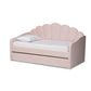 Timila Daybed - Modern and Contemporary Light Pink Velvet Fabric Upholstered with Trundle