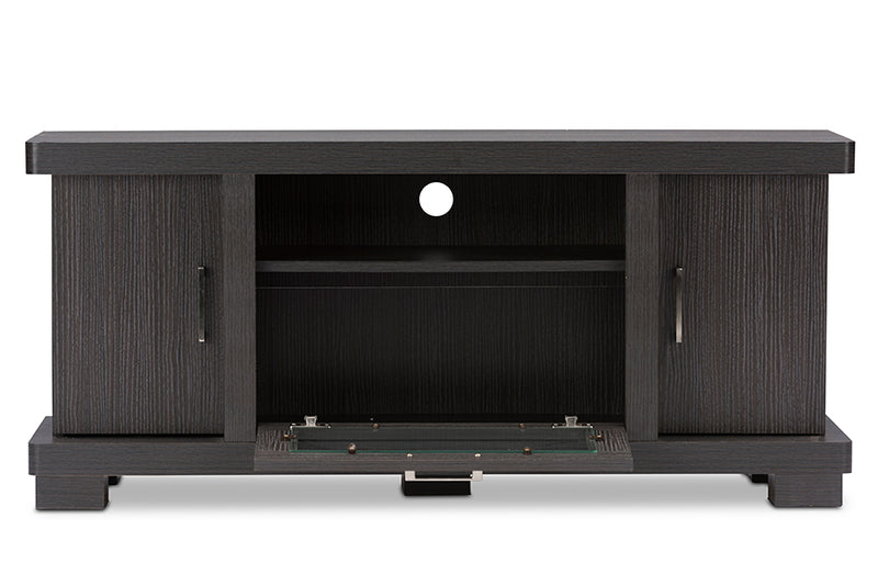 Viveka TV Cabinet 47-Inch Greyish Dark Brown Wood with 2 Doors