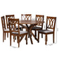 Maya Dining Set Modern Grey Fabric and Walnut Brown Finished Wood 7-Piece