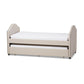 Alessia Daybed Modern and Contemporary Beige Fabric Upholstered with Guest Trundle Bed