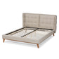 Gretchen Platform Bed - Modern and Contemporary Light Beige Fabric Upholstered with Walnut Brown Finished Wood