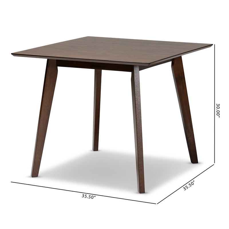 Pernille Modern Transitional Square Wood Dining Table with Walnut Finish for a Stylish Dining Room